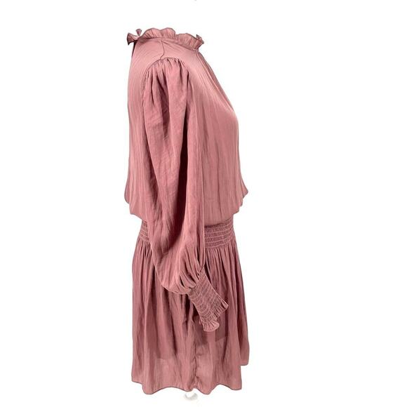 Mustard Seed Mauve Smocked Waist Ruffle Cuff Dress | Size Small - Picture 3 of 9